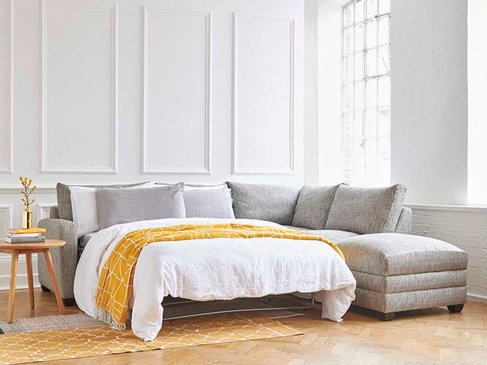 2 Langland Sofa Bed Open in Malton Pebble